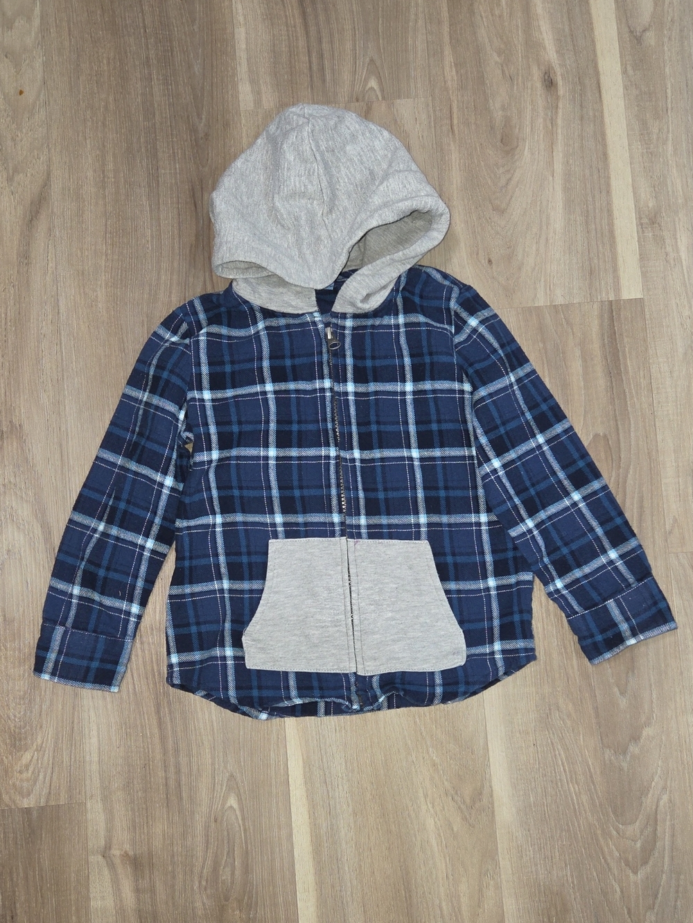 •Andy & Evan• Toddler Boys Blue Plaid Hooded Jacket